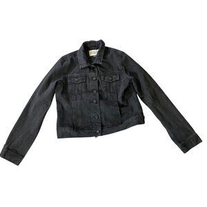 Ashley Vintage Charm Black Denim Jacket Lightweight Long Sleeve Large